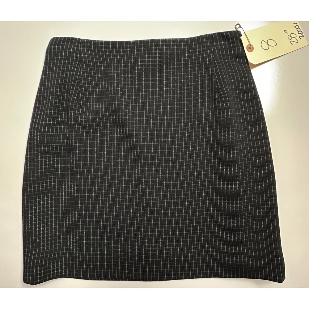 Garfield & Marks Straight Mini Skirt Black White Grid Windowpane Plaid Size 8